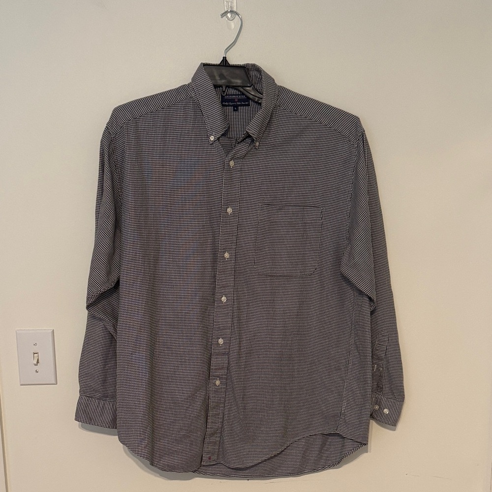 Men's Hathaway Sport Black‎ and White Houndstooth Button-Down Shirt